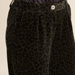 Pantalon large velours vert foncé femme