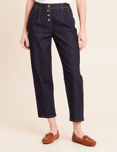 Jean coupe barrel 7/8&egrave;me denim brut femme