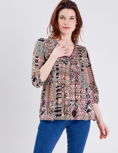 Blouse manches 3/4 creme femme