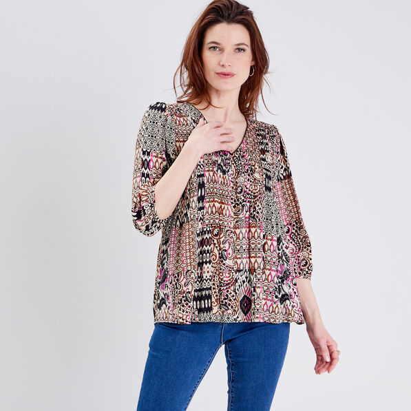 Blouse manches 3/4 creme femme