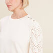 Sweat manches longues ecru femme