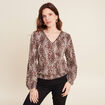 Blouse droite manches longues marron cognac femme