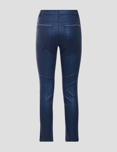Pantalon ajusté aspect irisé bleu foncé femme