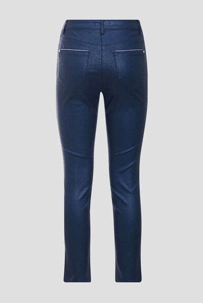 Pantalon ajusté aspect irisé bleu foncé femme