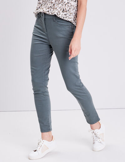 Pantalon léger taille standard 7/8ème vert kaki femme