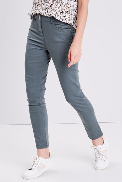 Pantalon léger taille standard 7/8ème vert kaki femme