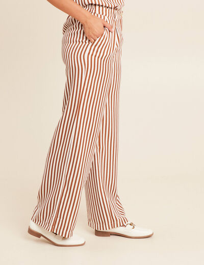 Pantalon large taille haute blanc femme