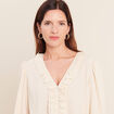Blouse col v manches longues sable femme