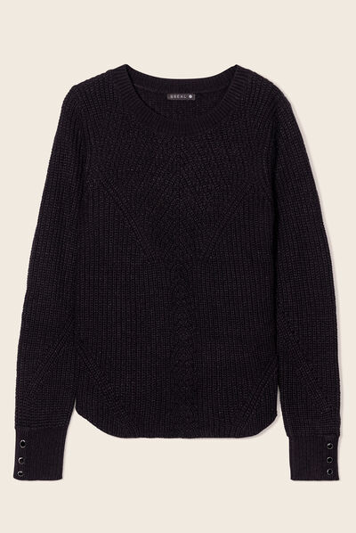 Pull manches longues noir femme