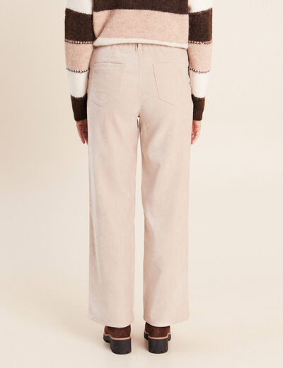 Jean taille haute en velours sable femme