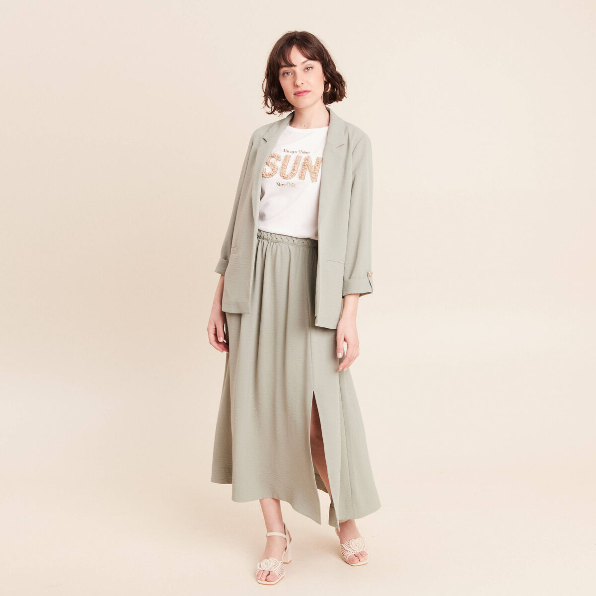 Jupe avec tresse vert clair femme