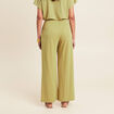 Pantalon fluide taille haute vert olive femme