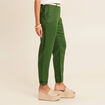 Pantalon flou ceinturé vert foncé femme