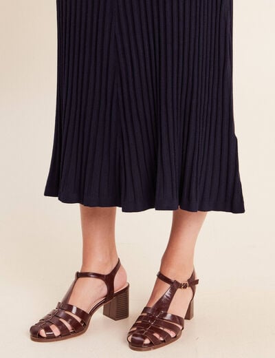 Jupe en maille bleu marine femme