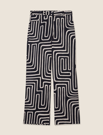 Pantalon flou taille haute noir femme