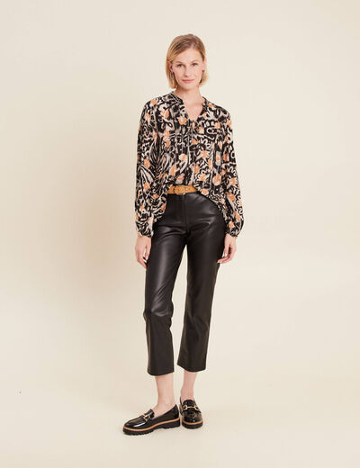 Blouse manches longues marron clair femme