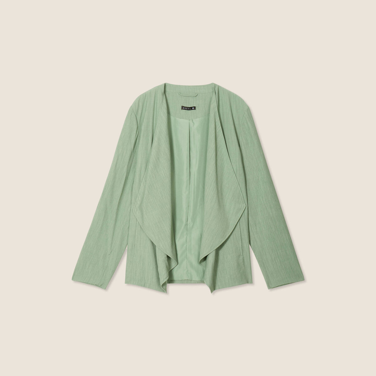 Veste fluide col cascade vert kaki femme
