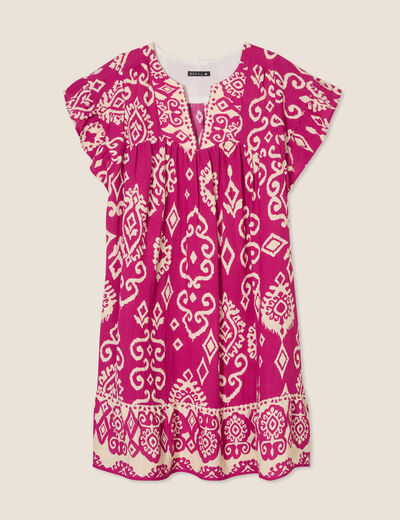 Robe évasée fluide rose fushia femme