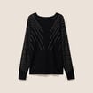 Pull ajust&eacute; col bateau strass noir femme
