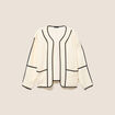 Veste manches longues sans col ecru femme