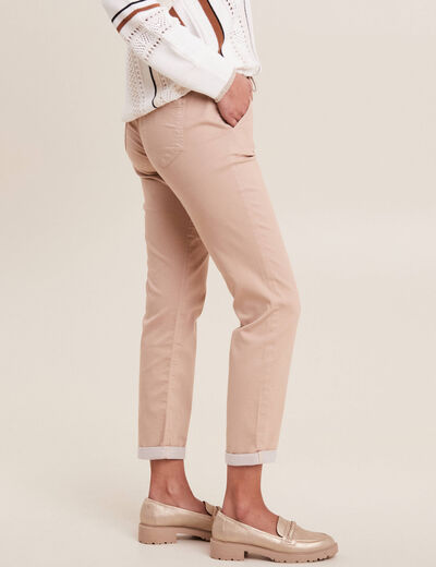 Pantalon coupe chino 7/8ème sable femme