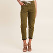 Pantalon coupe droite à coulisse vert olive femme