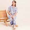 Chemise fluide manches courtes bleu femme