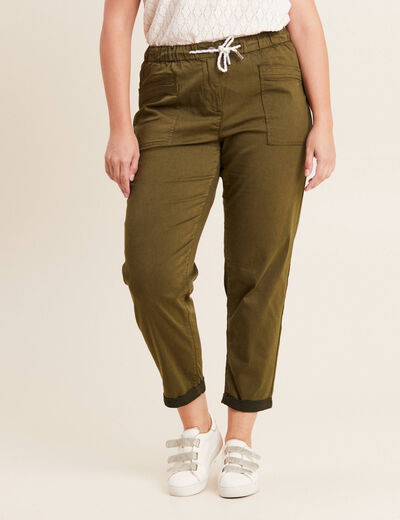 Pantalon coupe mom 7/8&egrave;me vert olive femme