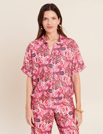 Chemisette manches courtes rose corail femme