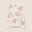 Pull col rond manches longues beige femme