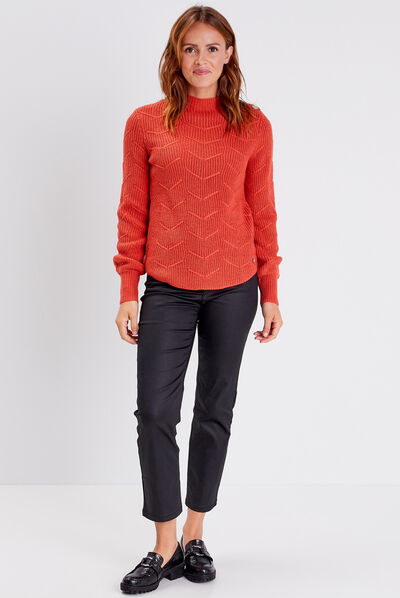 Pull manches longues rouge femme