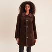 Manteau col montant marron femme