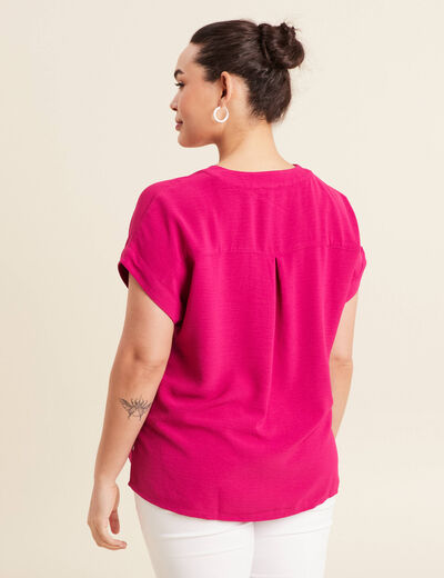 Blouse manches courtes rose fushia femme
