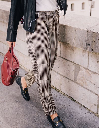 Pantalon mom 7/8&egrave;me beige femme