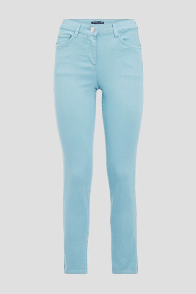 PANTALON LÉGER TAILLE BASCULÉE 7/8ÈME bleu canard femme