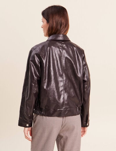 Blouson col montant marron femme