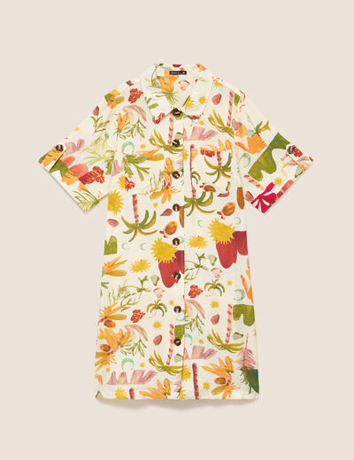 Robe droite courte manches courtes multicolore femme