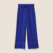 Pantalon large taille haute bleu fonc&eacute; femme