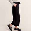 Pantalon large ceinturé noir femme