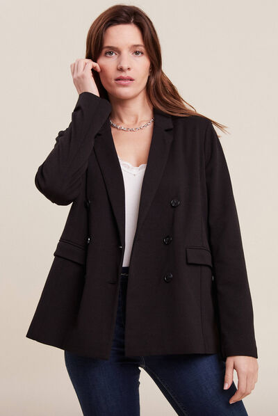 Veste tailleur ajustée noir femme