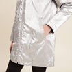 Parka métallisée à capuche gris argent femme