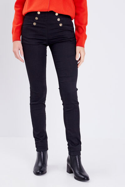 Pantalon ajusté à pont noir femme