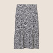 Jupe midi droite satin bleu marine femme