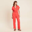 Combinaison fluide boutonn&eacute;e rouge corail femme