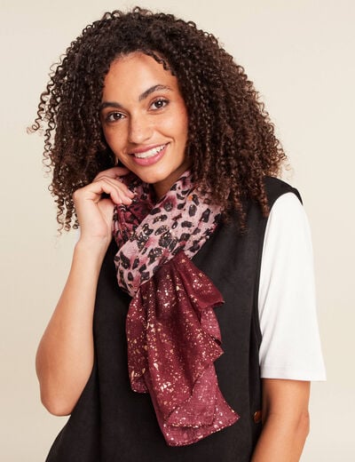 Foulard fin avec brillance bordeaux femme