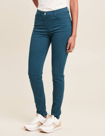 Jean magique ajusté taille standard bleu canard femme