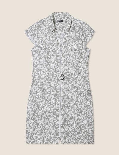 Robe droite zippée vert kaki femme