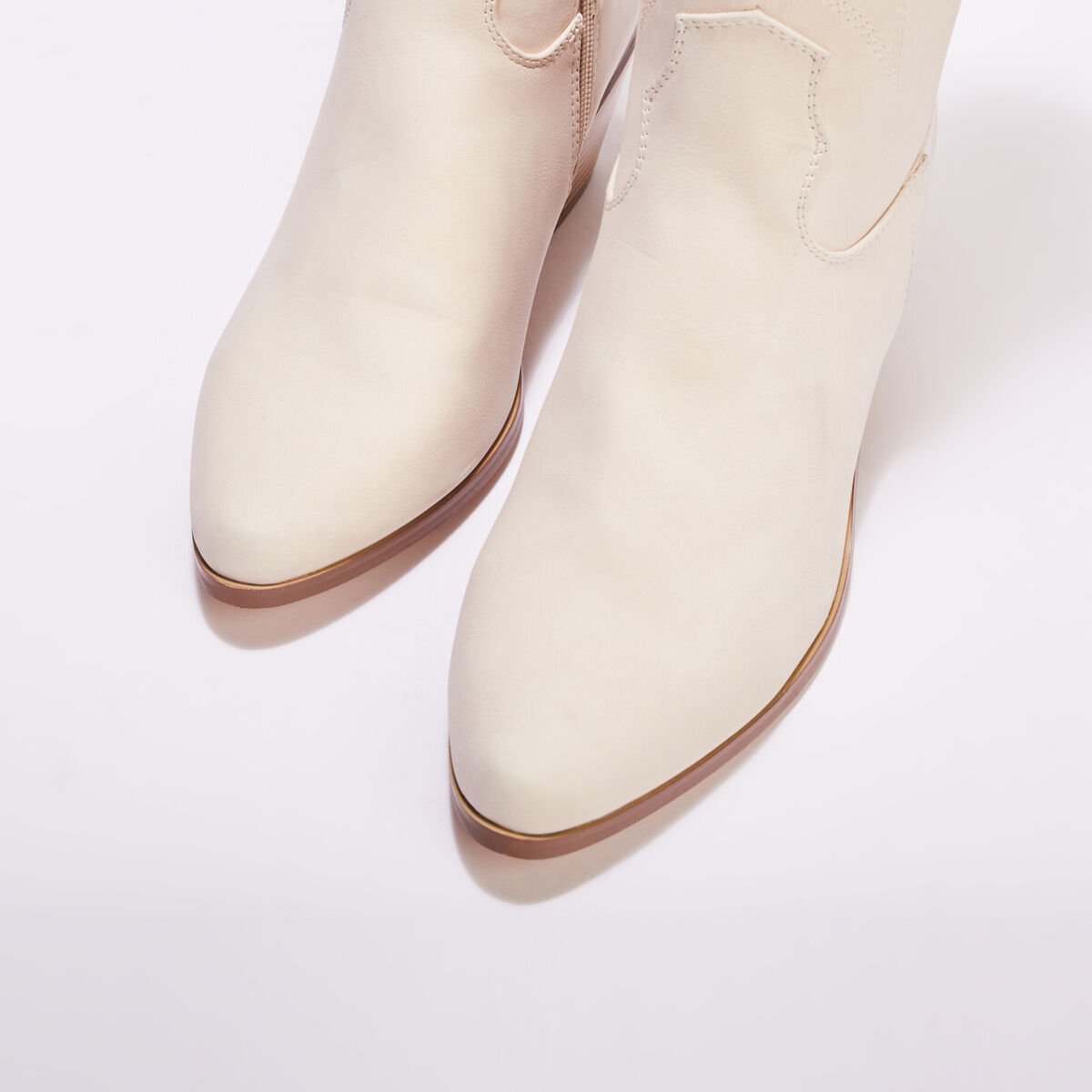 Bottes western brod&eacute;es ivoire femme