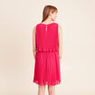 Robe pliss&eacute;e sans manches col rond rose fushia femme