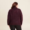 Pull manches longues col polo bordeaux femme